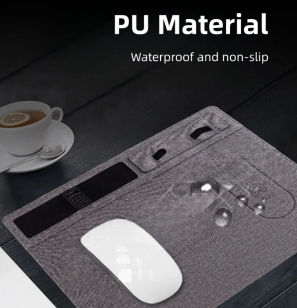 15W HandCrafted Leather Mousepad with Built In Wireless Charger | Luxury Mousepad with 15W Charger and More