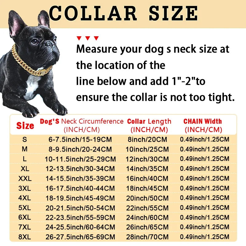 Dawgsome Gear Cuban Link Dog Collar Sizing Chart and Fit Guide