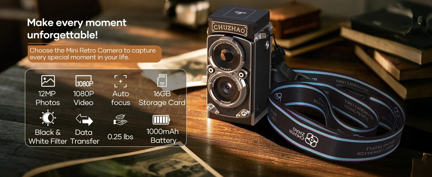 Awesome Dog Vintage Mini Digital Camera - 12MP, 1080P FHD Video Vlogging Portable Camera