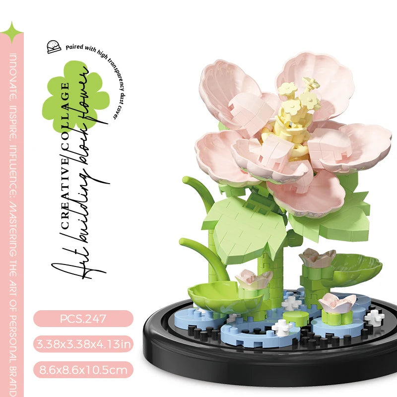 Light pink and white eternal flower building block kit