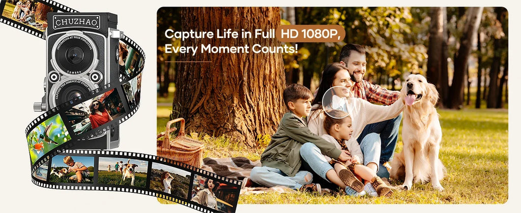 Awesome Dog Vintage Mini Digital Camera - 12MP, 1080P FHD Video Vlogging Portable Camera