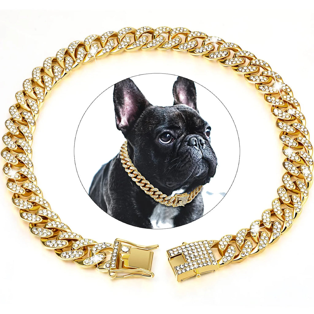 Dawgsome Gear Executive Cuban 18K Gold Plated 316L Stainless Steel Iced Out Dog Collar