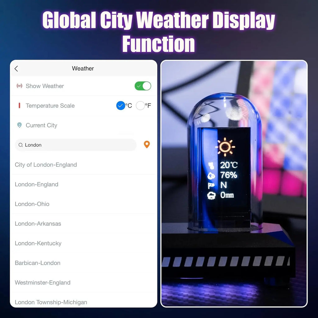 Customizable Digital Tube Clock Display