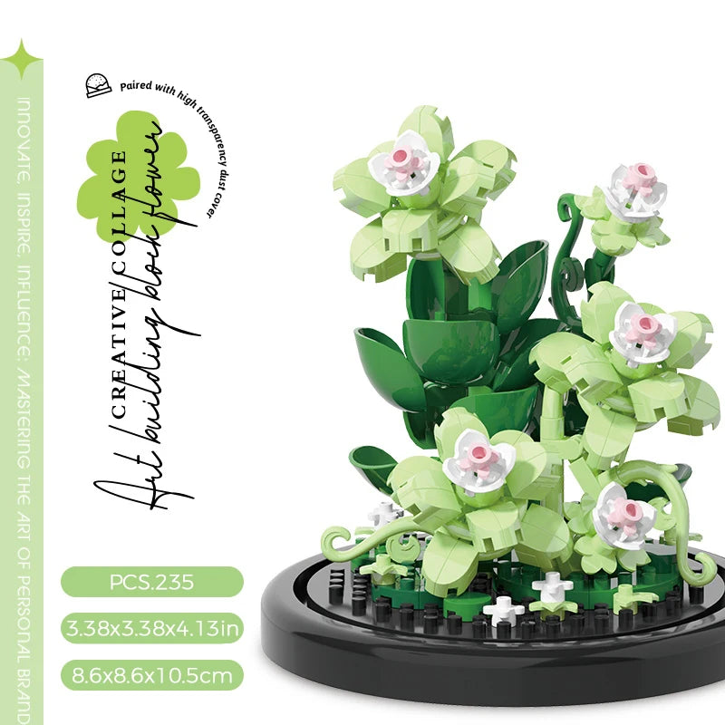 Light green orchid eternal flower building block kit